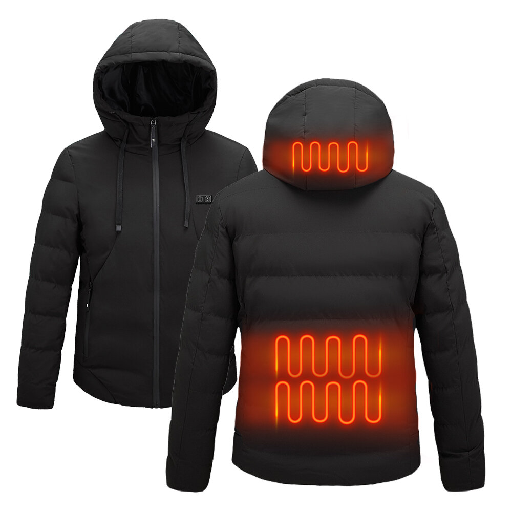 Умный подогреваемый куртка с капюшоном TENGOO с подогревом в 2 местах, 3 режимами, USB-электрическим подогревом, зимняя теплая рыбалка, лыжи, кемпинг