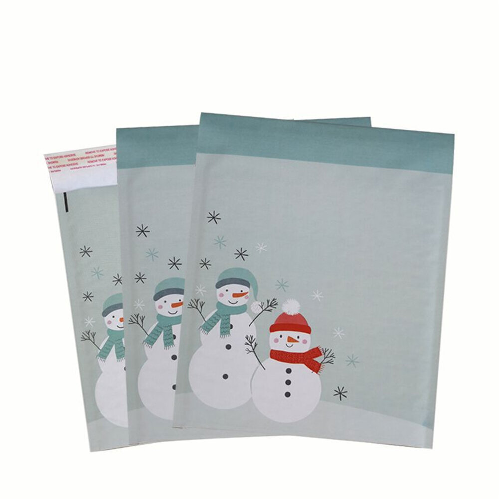 

25pcs Craft Paper Envelope Packaging Bag Snowman Printing Shockproof Express Foam Bag Gift Protection Bag