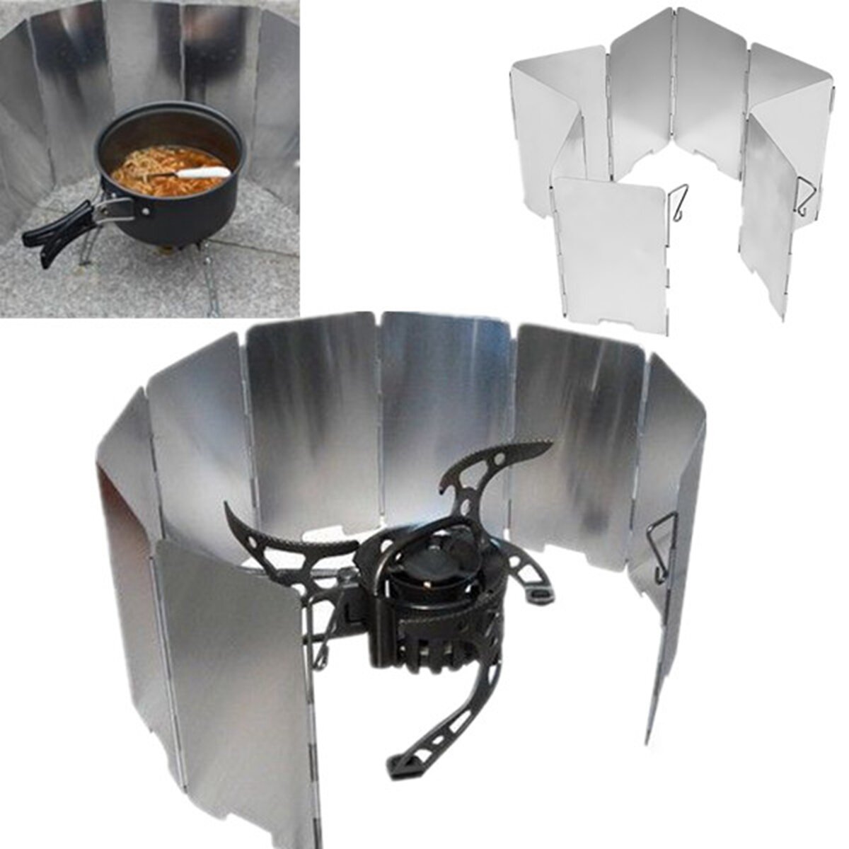IPRee Camping Opvouwbare aluminium platen BBQ-kachel Windscherm