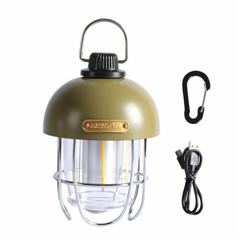 Русский: Портативный светильник для кемпинга на открытом воздухе, светильник для палатки, заряжаемый через USB, водонепроницаемый IPX3, регулируемый белый свет и теплый свет.