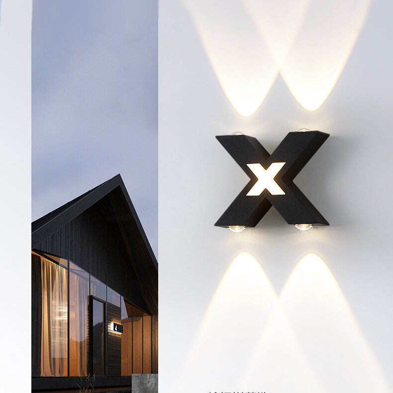 Eenvoudige X-vorm LED Outdoor Waterdichte Wandlamp Patio Wandkolom Outdoor Deuropening Verlichting V