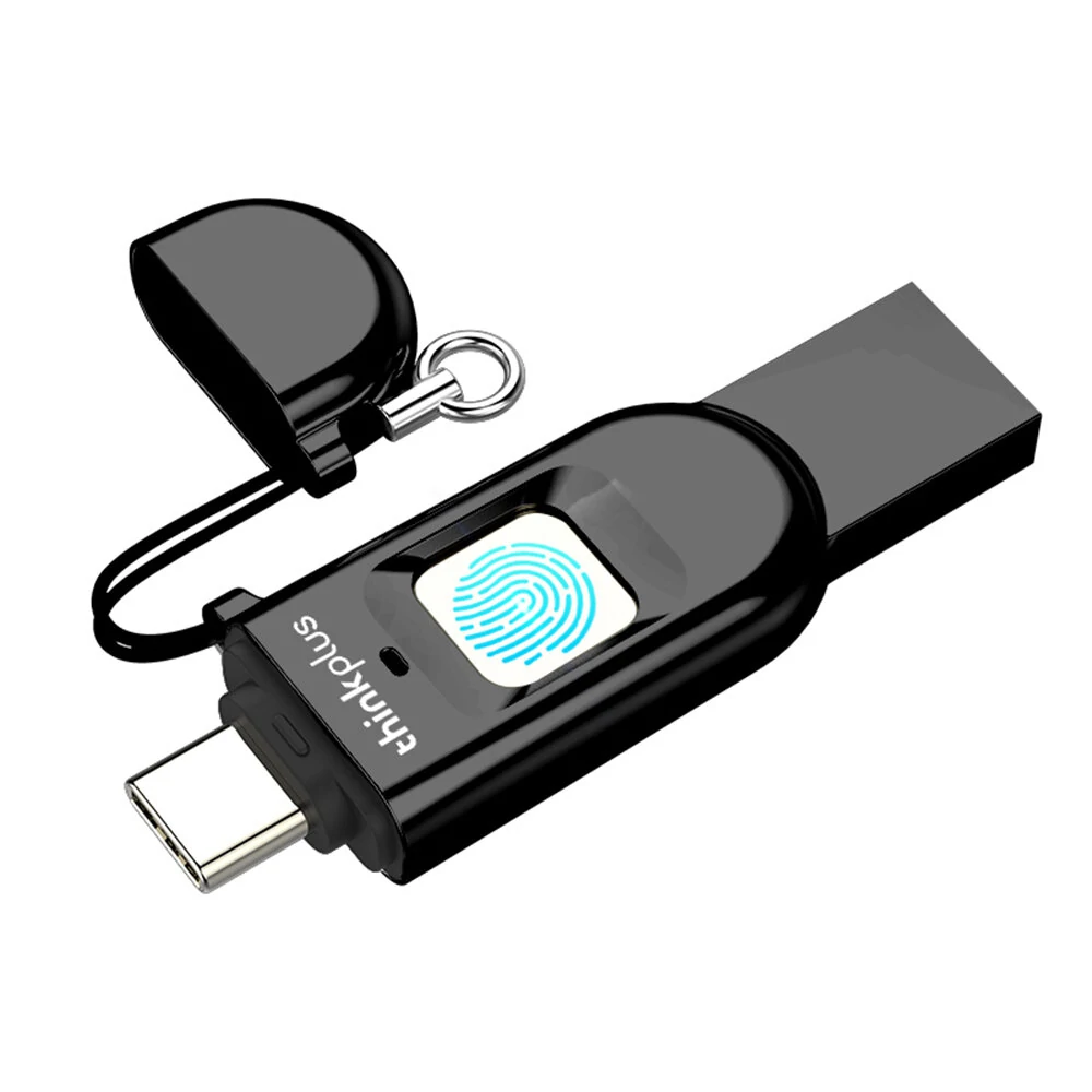 Lenovo Thinkplus 2 In 1 USB 3.0 Type-C Fingerprint USB Disk 32G 64G 128G 256G Pendrive Privacy Protection Thumb Drive Memory U Disk TFU301 - 32GB