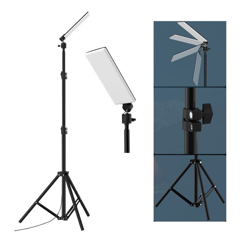 

Upgraded Head CL03 84*LEDs Retractable & Foldable 1.8m Tripod Stand Light 6500-7000K Brightness Height Adjustable LED Wo