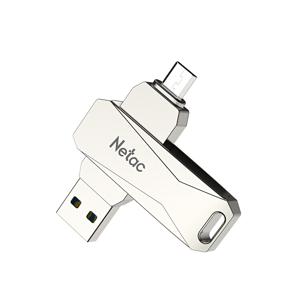 Netac USB Flash Drive Micro USB + USB3.0 Double وحهة المستخدم Metal Data Storage Memory Disk U Disk Pendrive for Compute