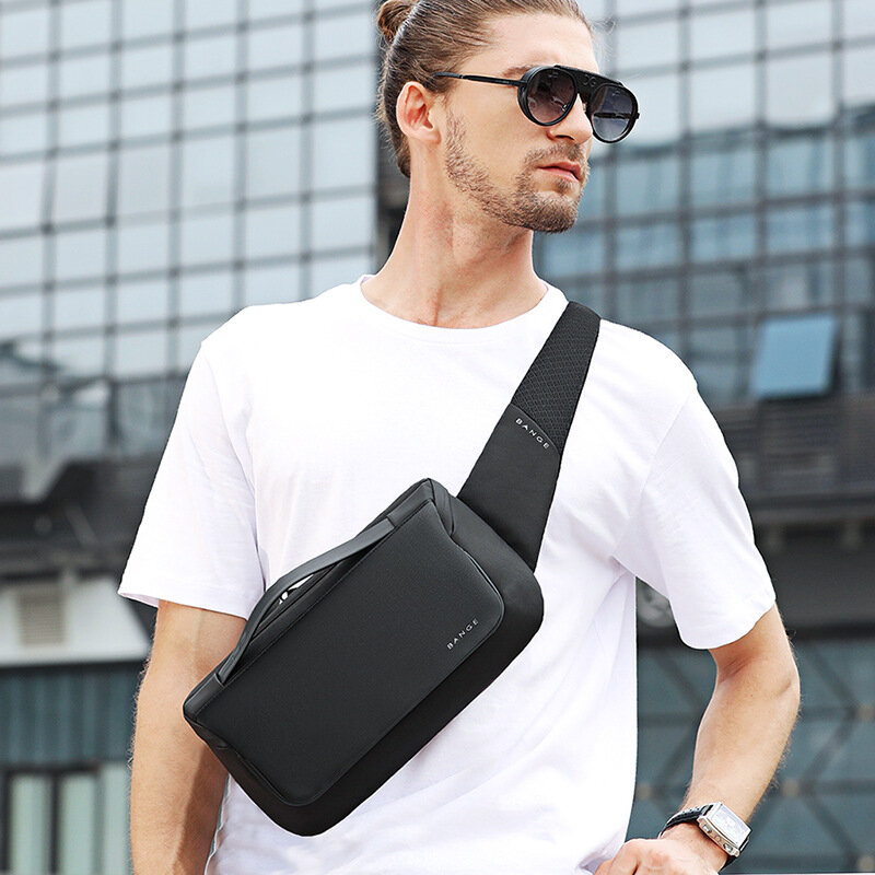 Men Multi-carry Sport Casual Business Solid Color Shoulder Bag Chest Bag