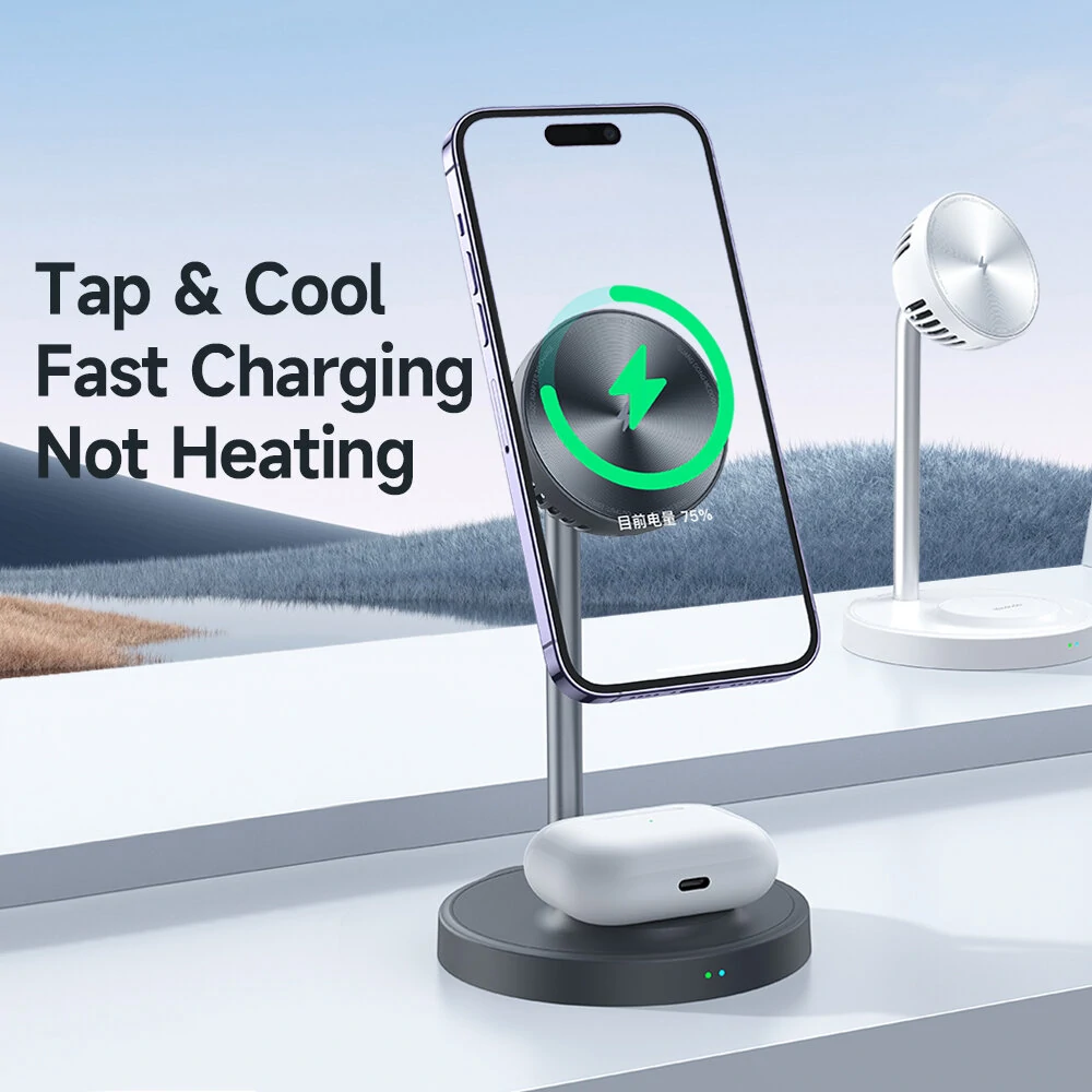 Mcdodo 15W 2 in 1 Desktop Magnetic Radiator Wireless Charger for iPhone 12 13 Huawei Xiaomi For Samsung