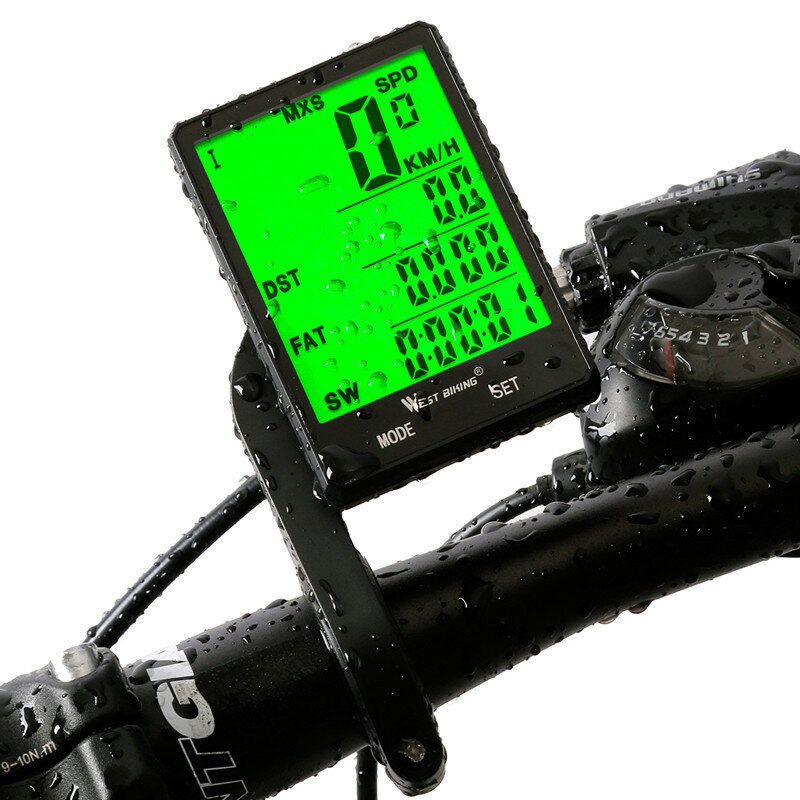 

WEST BIKING Waterproof 2.8 Large Screen Wireless Bike Comouter MTB Bike Cycling Odometer Stopwatch LED Digital Rate