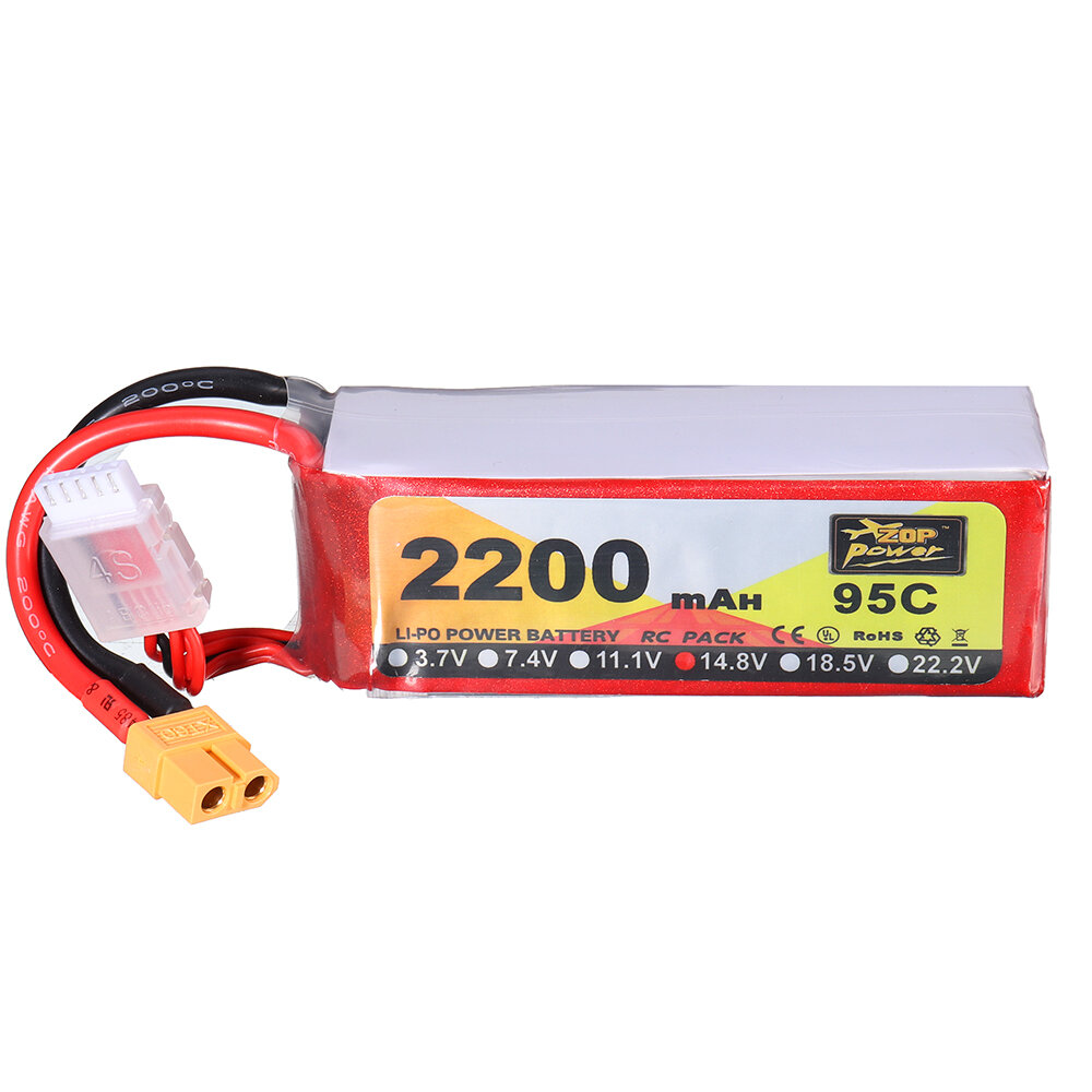 ZOP Power 14.8V 2200mAh 95C 4S Lipo-batterij XT60-stekker voor RC Racing Drone