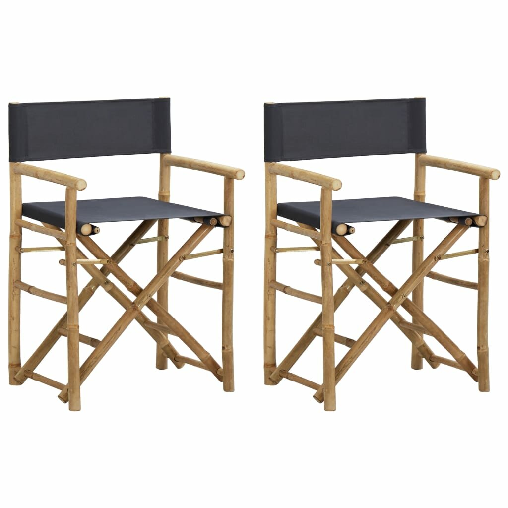 

Folding Director's Chairs 2 pcs Dark Gray Bamboo and Fabric