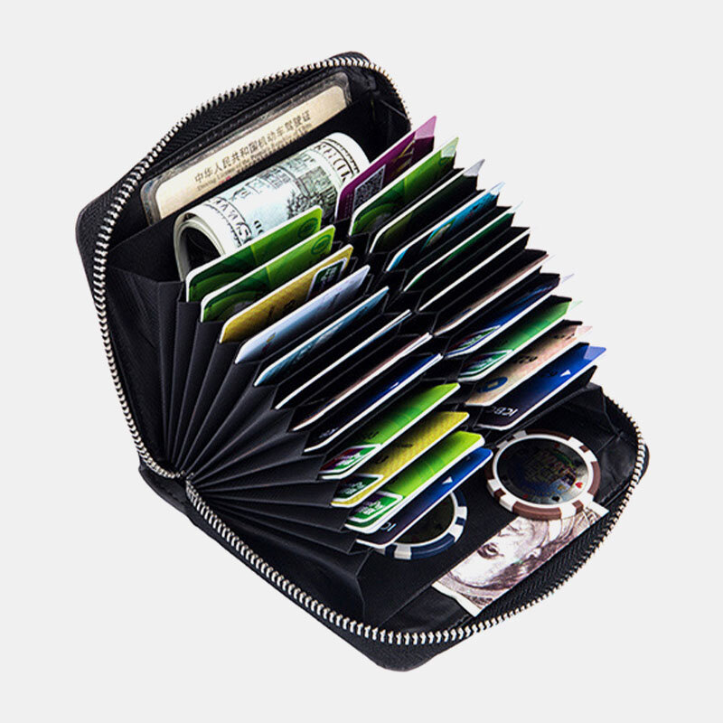 Men Genuine Leather RFID Anti-theft Organ Shape Multi-card Slots Coin Purse Card Wallet