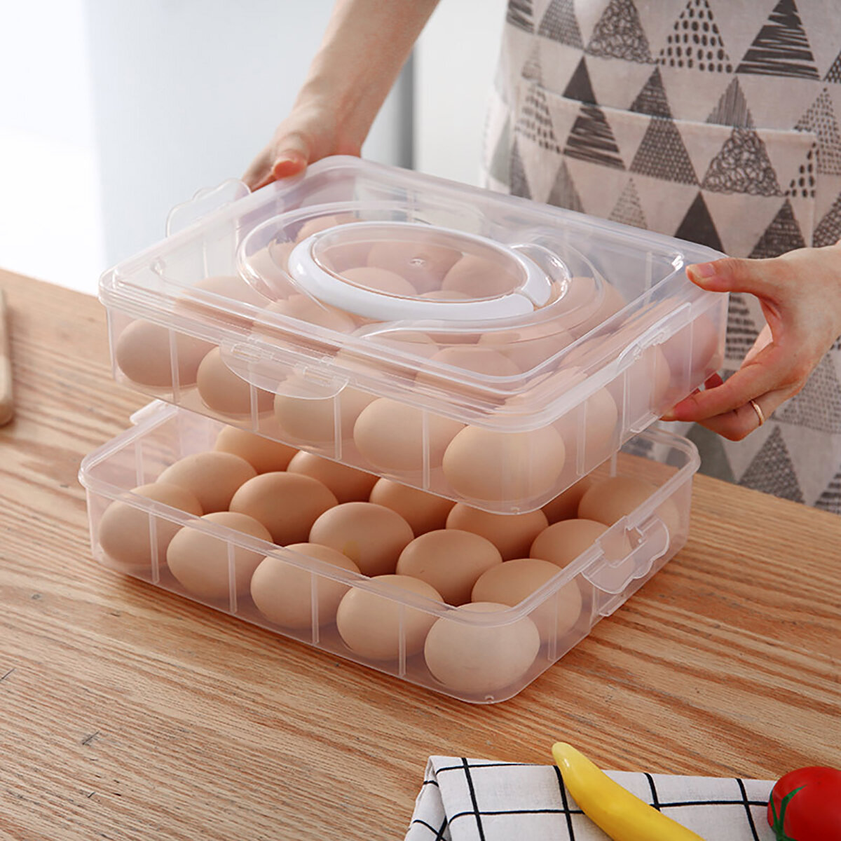 For Camping Six Egg Storage Container Plastic Holder Portable Case Outdoor_Ec