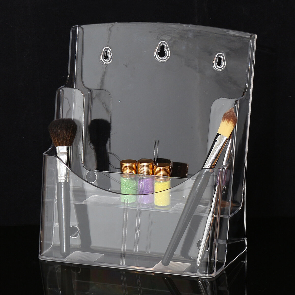 Two Layer Acrylic Container Nail Polish Makeup Display Shelf