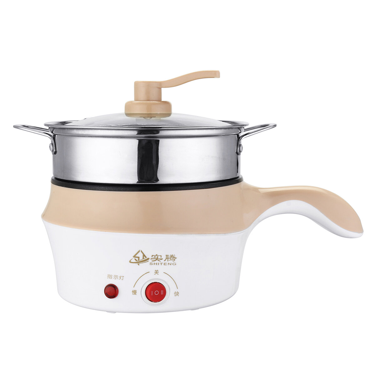 1.8L Double-Layer Stainless Steel Mini Electric Pot Pan Cooker Cooking Fry Stew