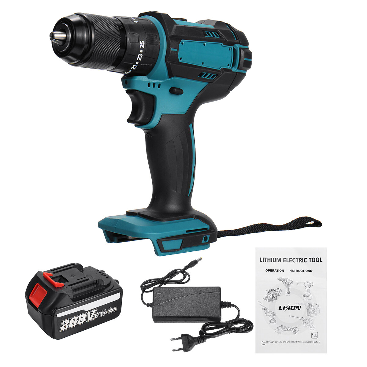 13mm 800W Cordless Brushless Impact Drill Driver 25+3 Torque Electric Drill Screwdriver...