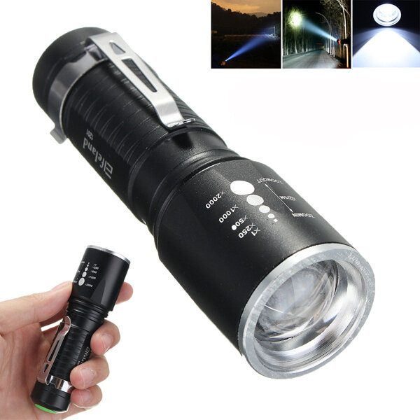 Elfeland 1201T6 2000LM 5modes Zoomable LED Flashlight 18650/AAA