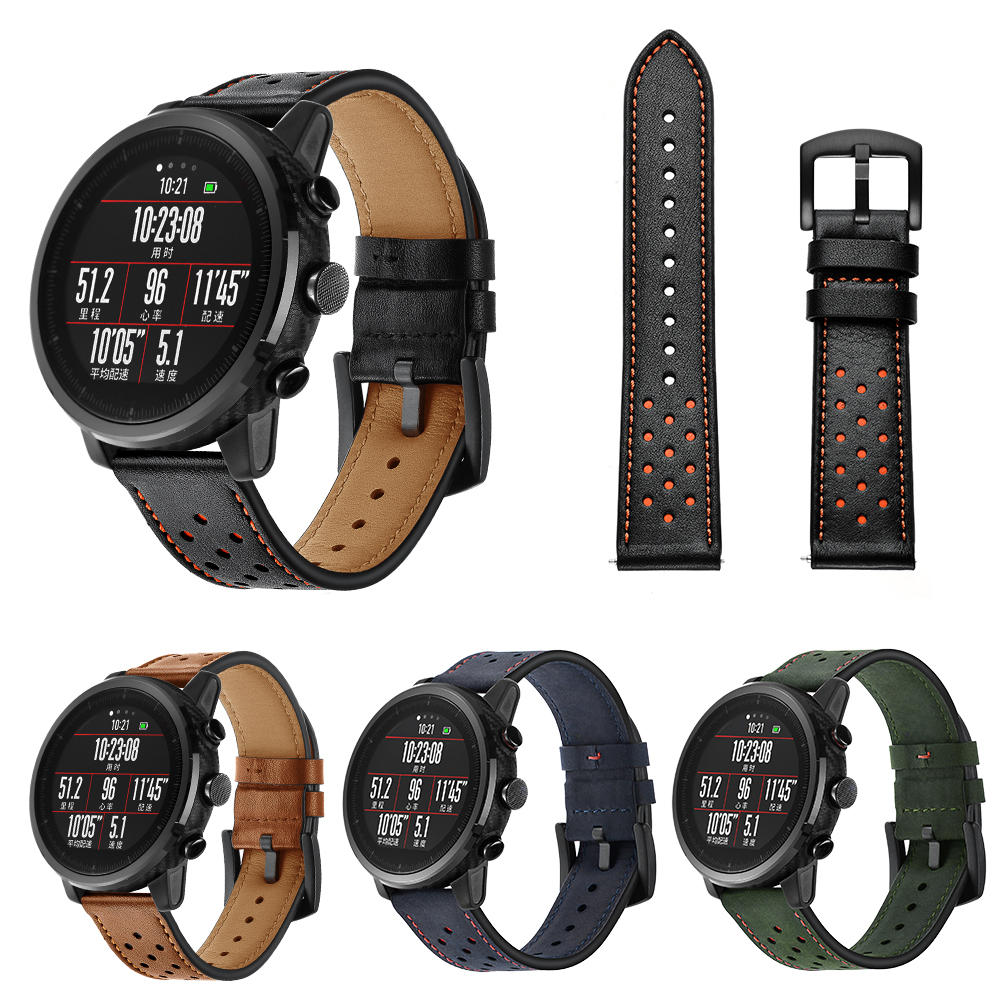 22mm vervangende lederen horlogeband voor Xiaomi AMAZFIT Huami Strato Sports Smart Watch 2
