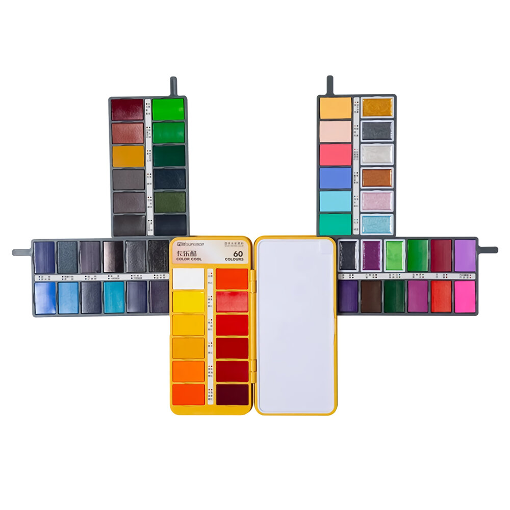 

Superior 36/48/60 цветов складной твердый набор акварельных красок перламутровый макарон акварельный пигмент для художес