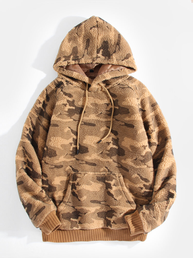 Heren camouflage warme, gezellige hoodies met kangoeroezak