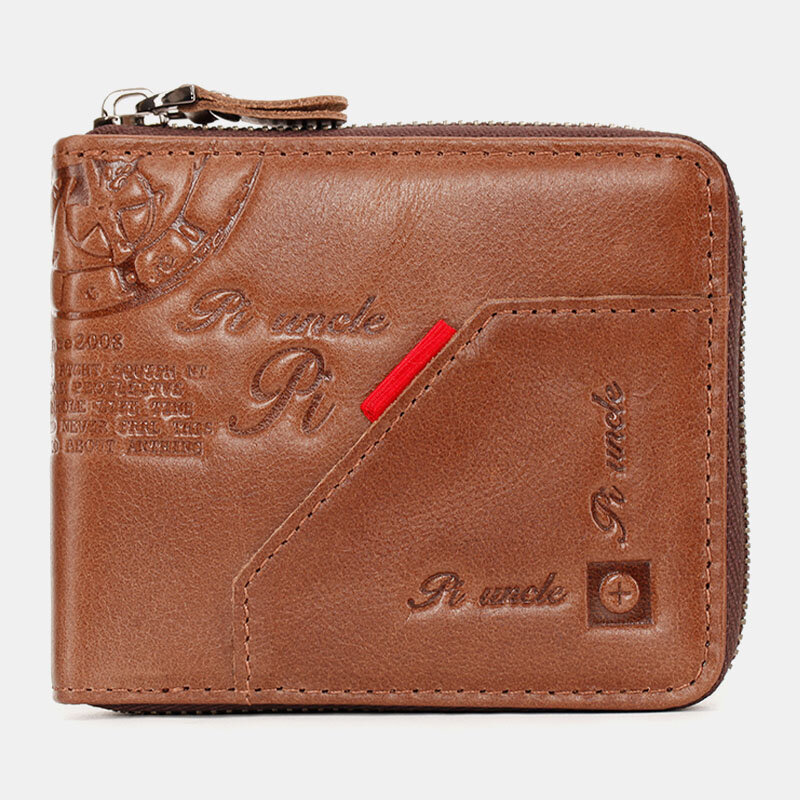 

Men Bifold RFID Anti-theft Brush Cowhide Wallet Short Zipper Multi-card Slot Card Holder Money Clip Coin Purse