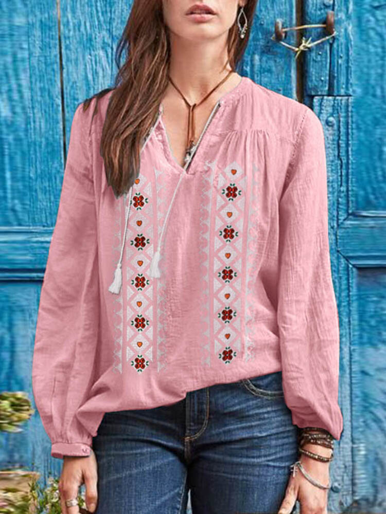 Buy Women 100% Cotton Tassel Floral Embroidery Bohemian ButtonCuffs ...