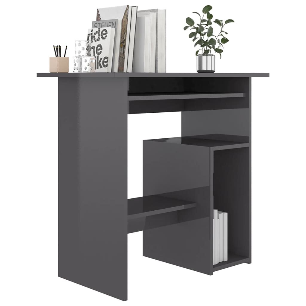 

Desk High Gloss Gray 31.5"x17.7"x29.1" Engineered Wood