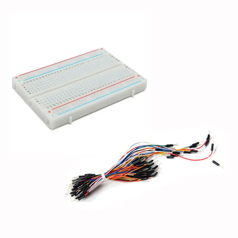 8.5 x 5.5cm 400 tie points 400 holes solderless breadboard bread board with 65pcs male to male breadboard wires jumper cable dupont wire bread board wires
