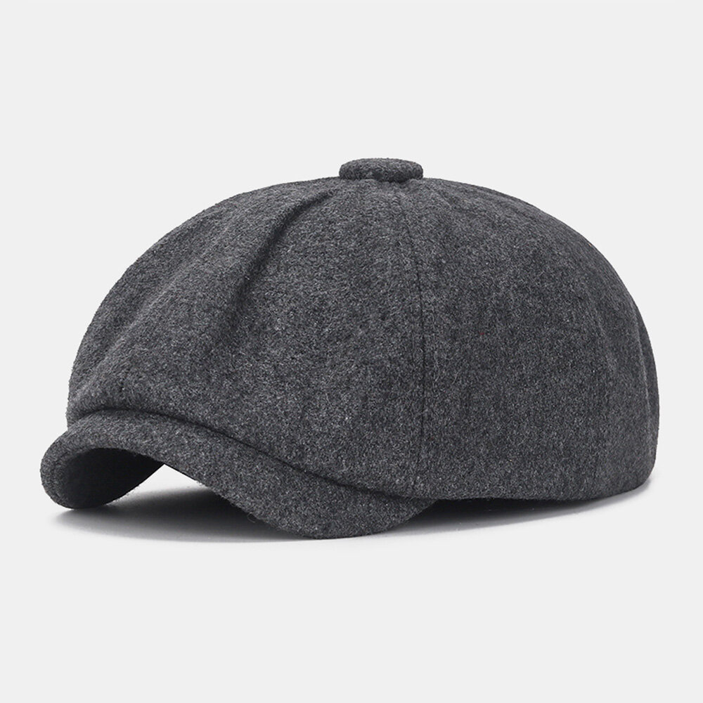 Men Newsboy Hats British Retro Winter Woolen Warmth 8 Panel Octagonal Hat Painter Hat