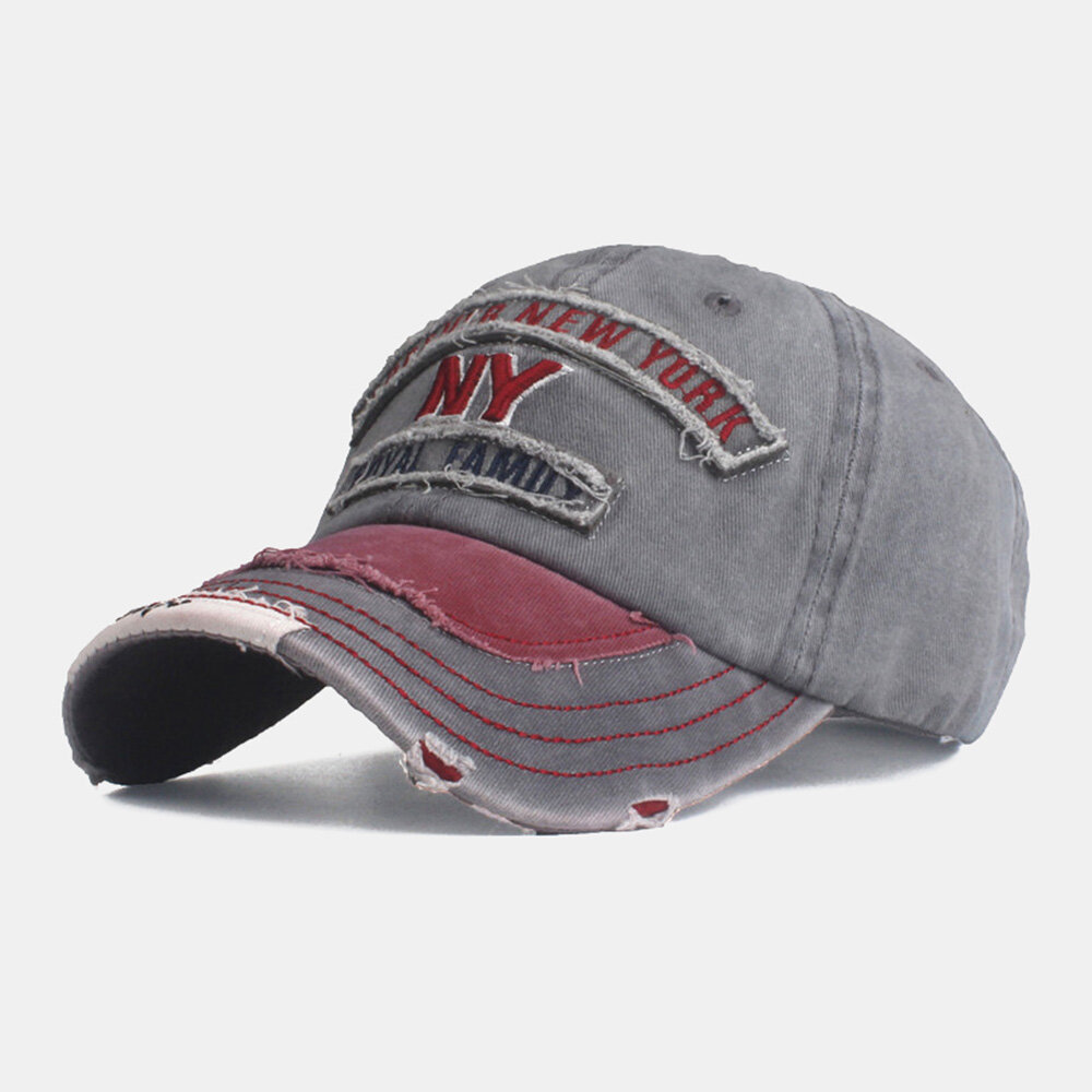 Men Baseball Cap Washed Letter Embroidery Patch Outdoor Sunshade Hat