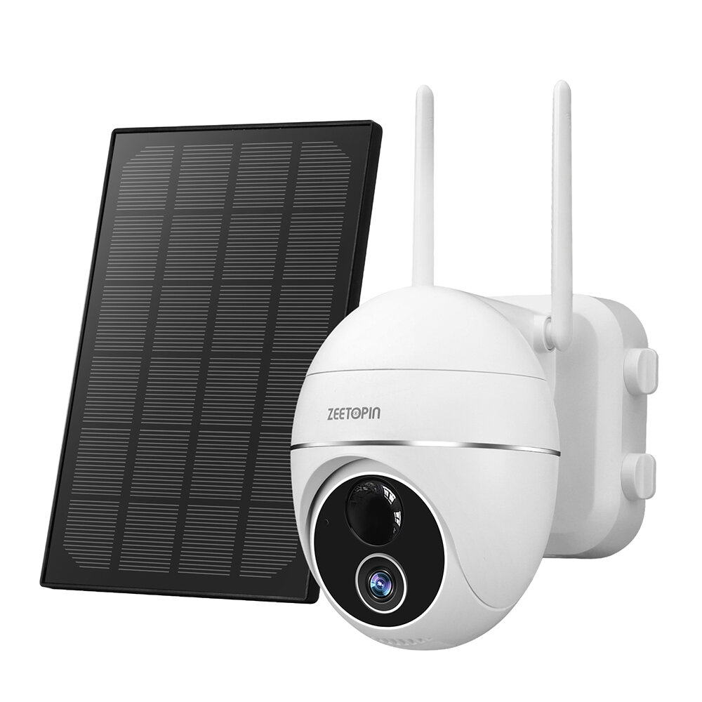 Zeetopin ZS-GX3S 1080P Draadloze bewakingscamera Outdoor WiFi 360? Pan Tilt 4X Zoom Solar 15000mah B