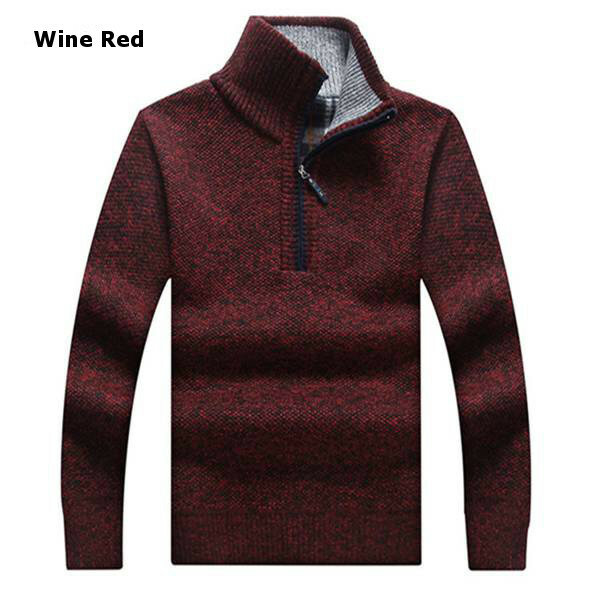 winter mens warm thickened sweaters zipper pullovers stand collar ...