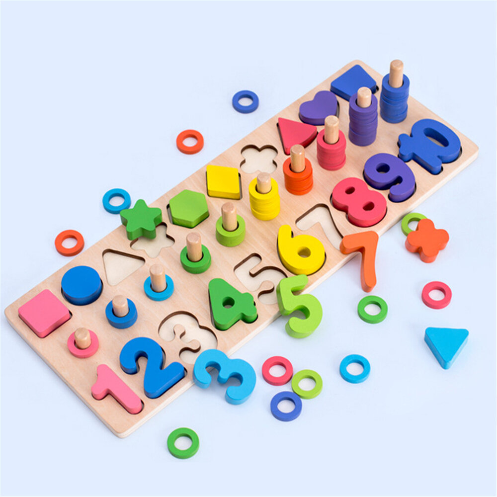 

3 in 1 Logarithmic Plate Wooden Intelligent Development Jigsaw Puzzle Early Education Puzzle Toy for Childrens