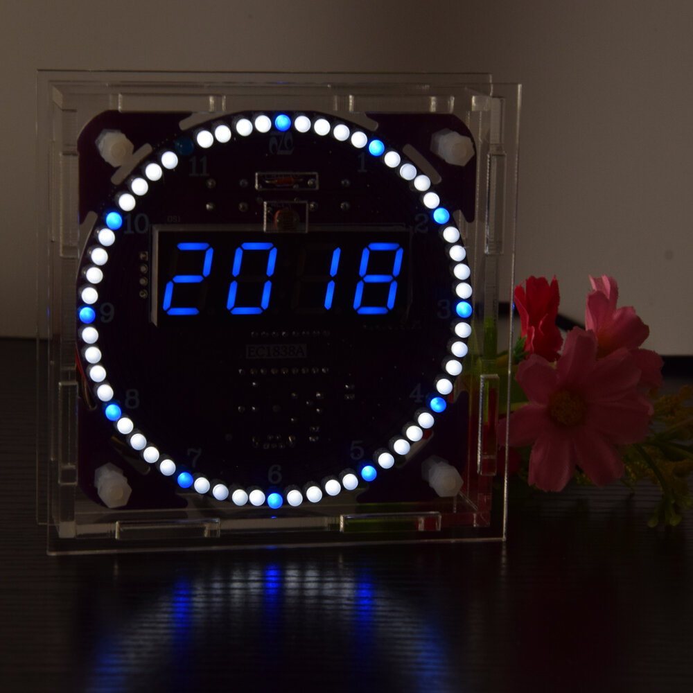 Geekcreit® Fourth Generation DIY EC1838B DS1302 Light Control Rotation LED Electronic Clock Kit Music Alarm Clock With H