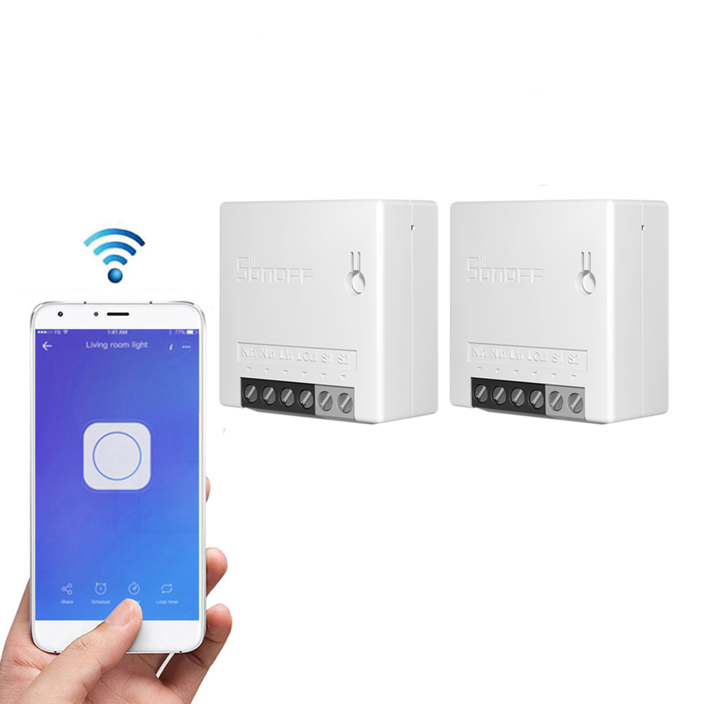 2pcs SONOFF MiniR2 Two Way Smart Switch 10A AC100-240V Works with Amazon Alexa Google Home Assistant
