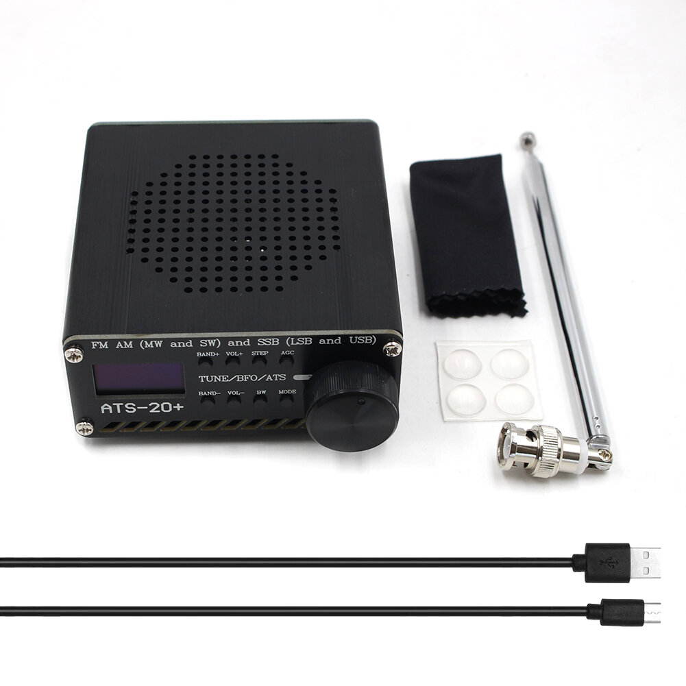 Στα 47.52 € από αποθήκη Κίνας | Upgraded ATS-20+ Plus ATS20 V2 SI4732 Radio Receiver FM AM (MW & SW) SSB (LSB & USB) with battery + Antenna + Speaker + Case