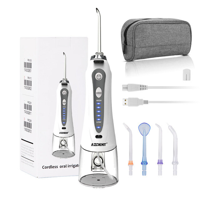 

Azdent Oral Irrigator Portable Water Dental Flosser USB Rechargeable Water Floss Teeth Cleaner 5 Modes IPX7 Waterproof