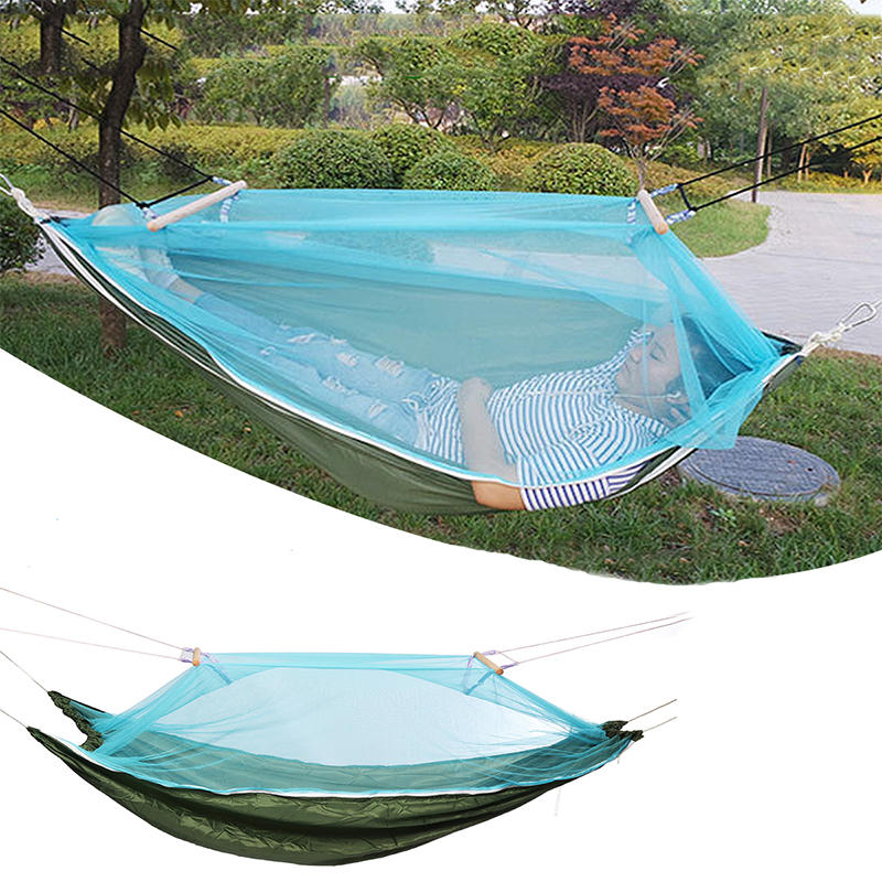 Rede de dormir portátil para camping ao ar livre com carga máxima de 150 kg e mosquiteiro