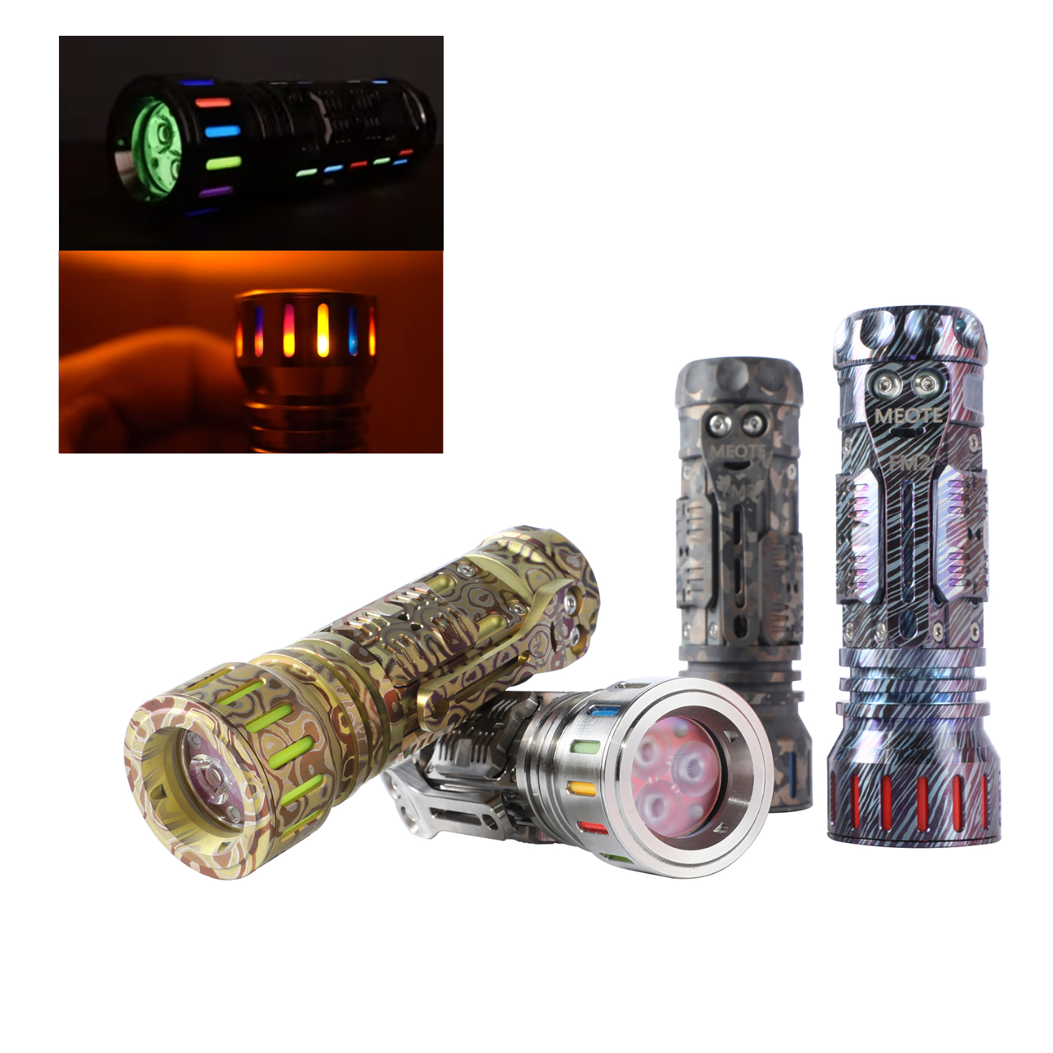 MEOTE FM2 SFS80 2360lm 225m EDC Titanium Flashlight with New UI 14500 Battery Mini LED Torch Tactical Survival Tools EDC Collections For Outdoor Camping Hunting Fishing