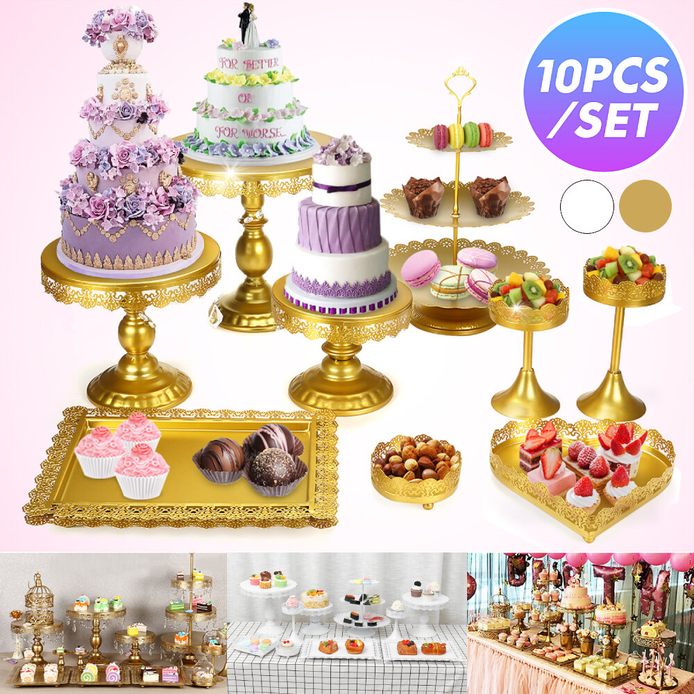 

10Pcs/Set Cupcake Holder Crystal Metal Cake Dessert Fruit Stand Display Birthday Wedding Party Cake Stand Decoration