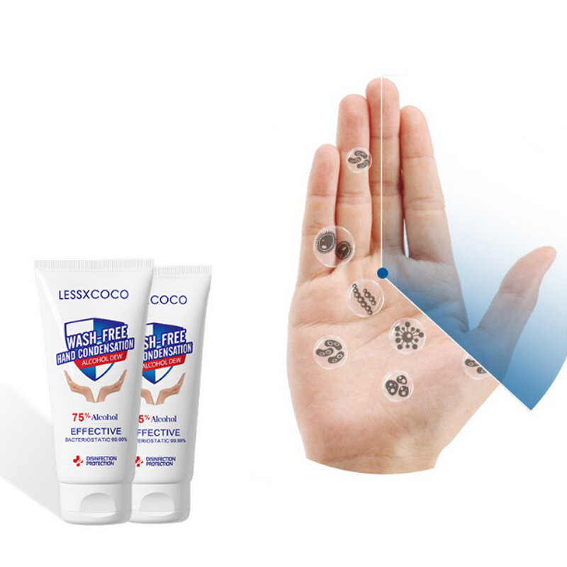 2PCS 100 مل من جل معقم اليدين المحمول Wash Free 75٪ كحول صابون اليد مضاد للبكتيريا ترطيب الجلد بكتيريوستاتيك أيون تنظيف السفر