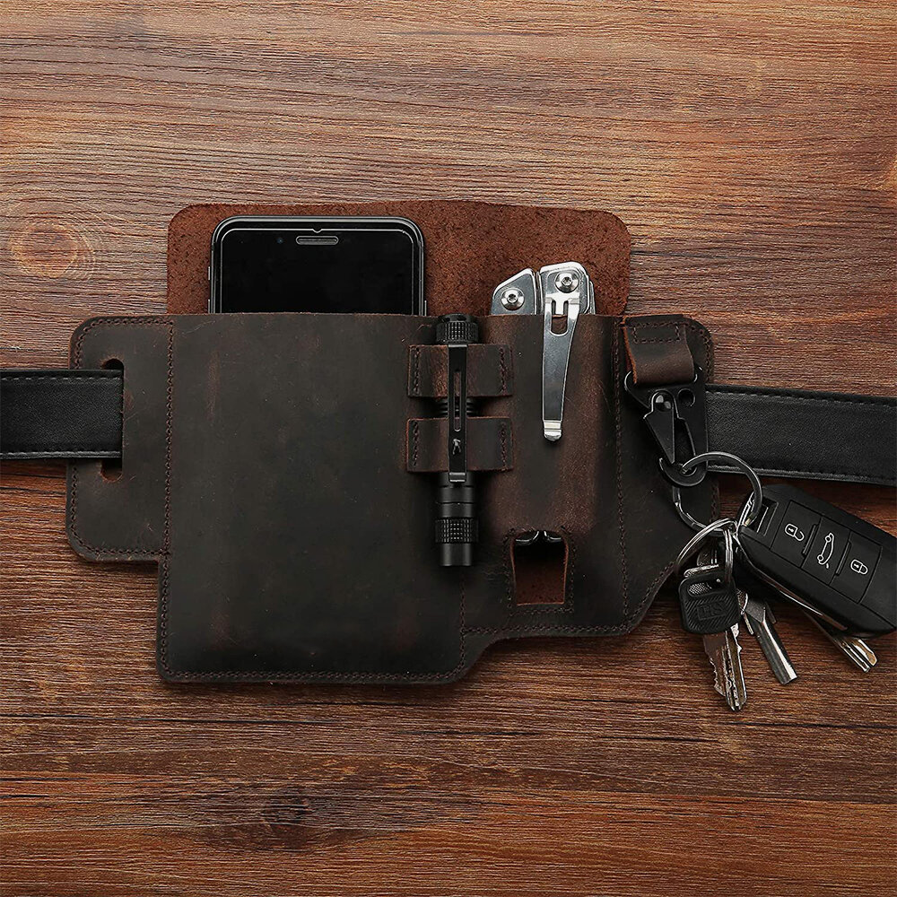 

Ekphero Men EDC Multitool Flashlight Belt Sheath With Keychain Cell Phone Case Belt Bag Waist Bag