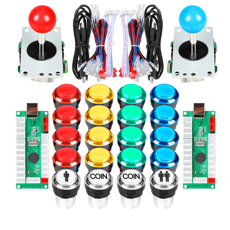 2 Player LED Arcade DIY Kits USB Encoder to PC Joystick + led Arcade Buttons Switch for Raspberry Pi