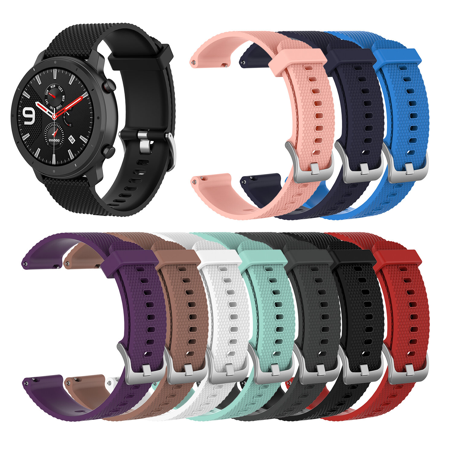 Bakeey 22 mm textuur siliconen vervangende band Smart horlogeband voor Amazfit GTR 47 MM