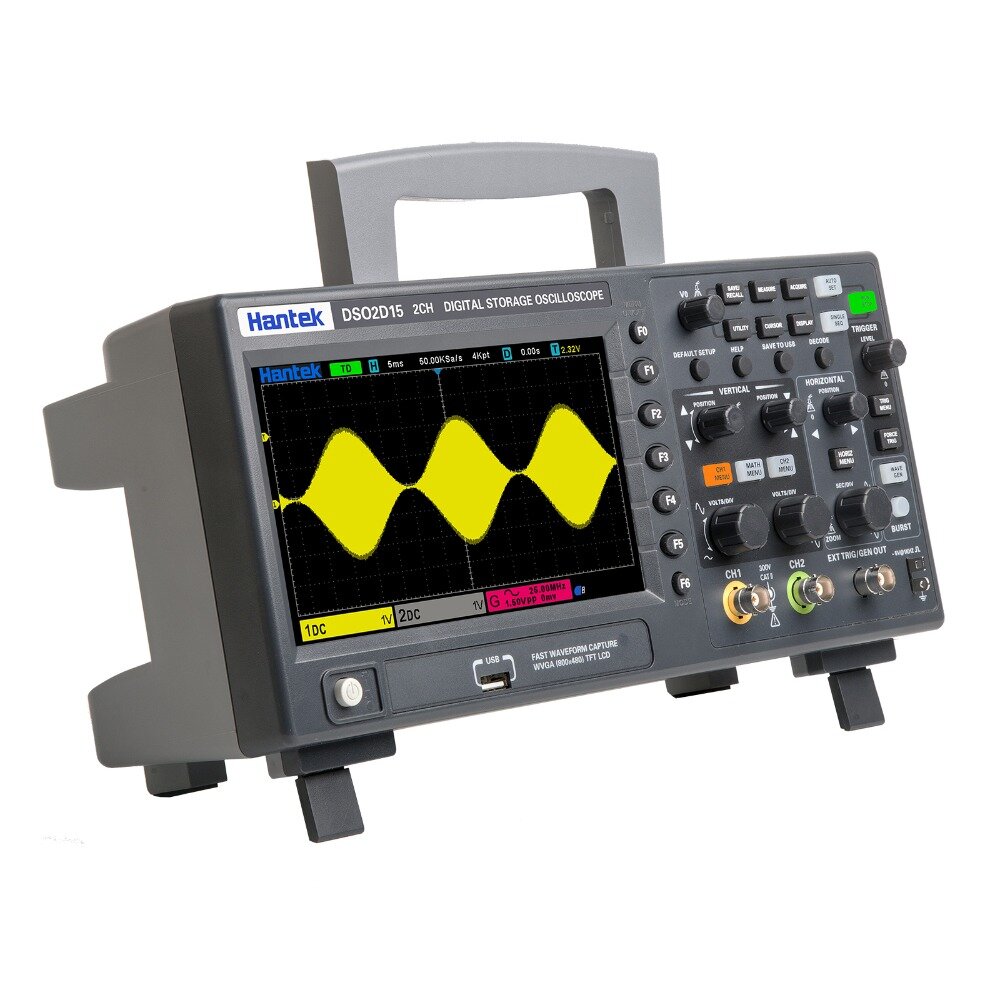 Hantek DSO2D15 Dual-Kanaal + AFG Digitale Opslag Oscilloscoop 150 MHz 1GSa / s Signaal Generator Osc