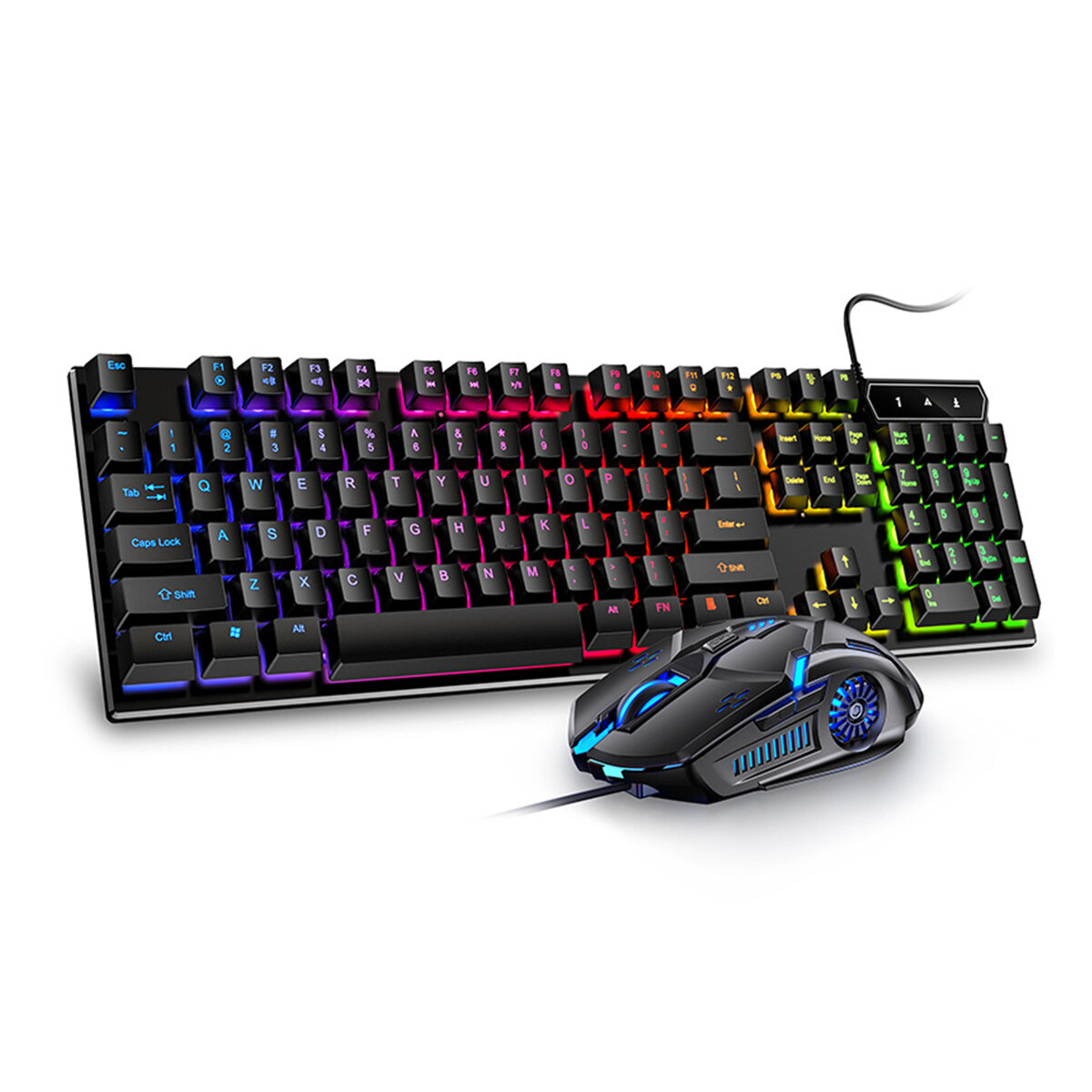 

104 Keys USB Wired Gaming Keyboard and Mouse Set Waterproof Silent Changing Backlight Mouse for Computer Desktop Noteboo
