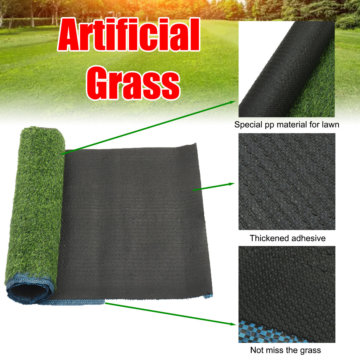 

100*400cm Artificial Grass Outdoor Garden Turf Lawn Carpet Mat Landscape Pad For Home School Court Balcony Floor Decor