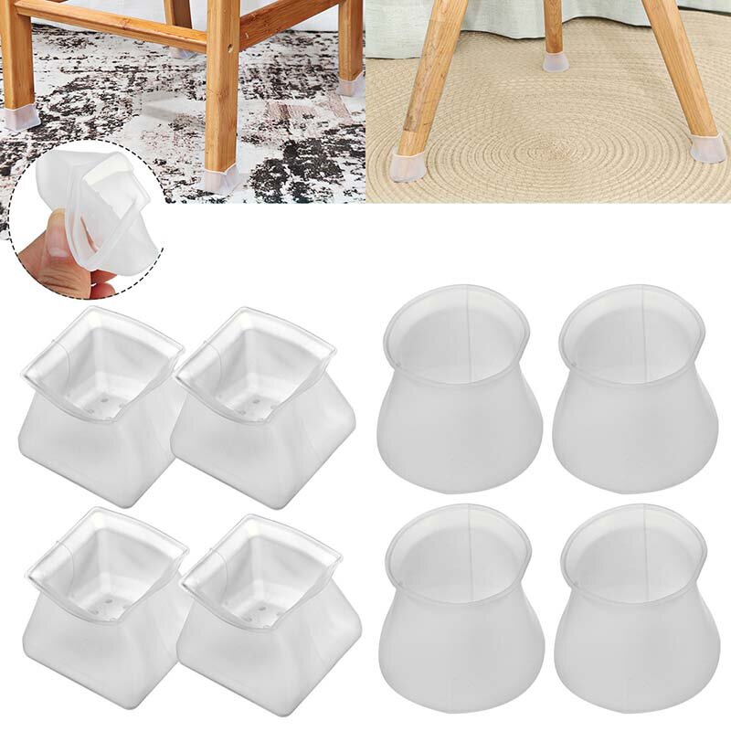 35/50 PCS Round Square White Universal Silicone Table Foot Cover Chair Foot Pad Stool Leg Protector Table And Chair Quiet Wood Floor Chair Foot Cover