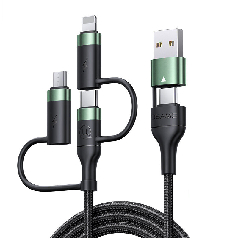 USAMS U62 60 W PD Kabel USB/Type-C Ingang Apple/Type-C/Micro USB Uitgang Snel Opladen Datatransmissi