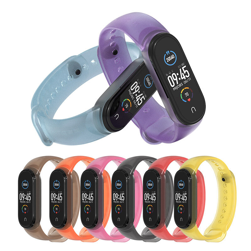 Mijobs Colorful Transparante TPU-horlogeband Slimme horlogeband voor Xiaomi mi band 5 Niet-origineel