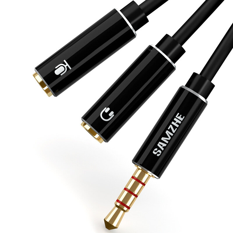 SAMZHE Earphone Splitter 3.5mm Jack Stereo Audio Cable Adapter Male to 2 Female Y-splitter Earphone Extension Cords For