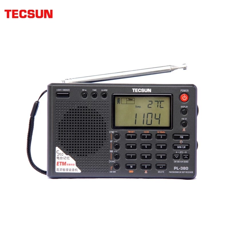 

Tecsun PL-380 DSP Demodulation Stereo Radio FM/LW/SW/MW Digital Portable Full Band Good Sound Quality Receiver
